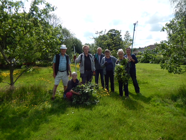 Volunteers at the community orchard